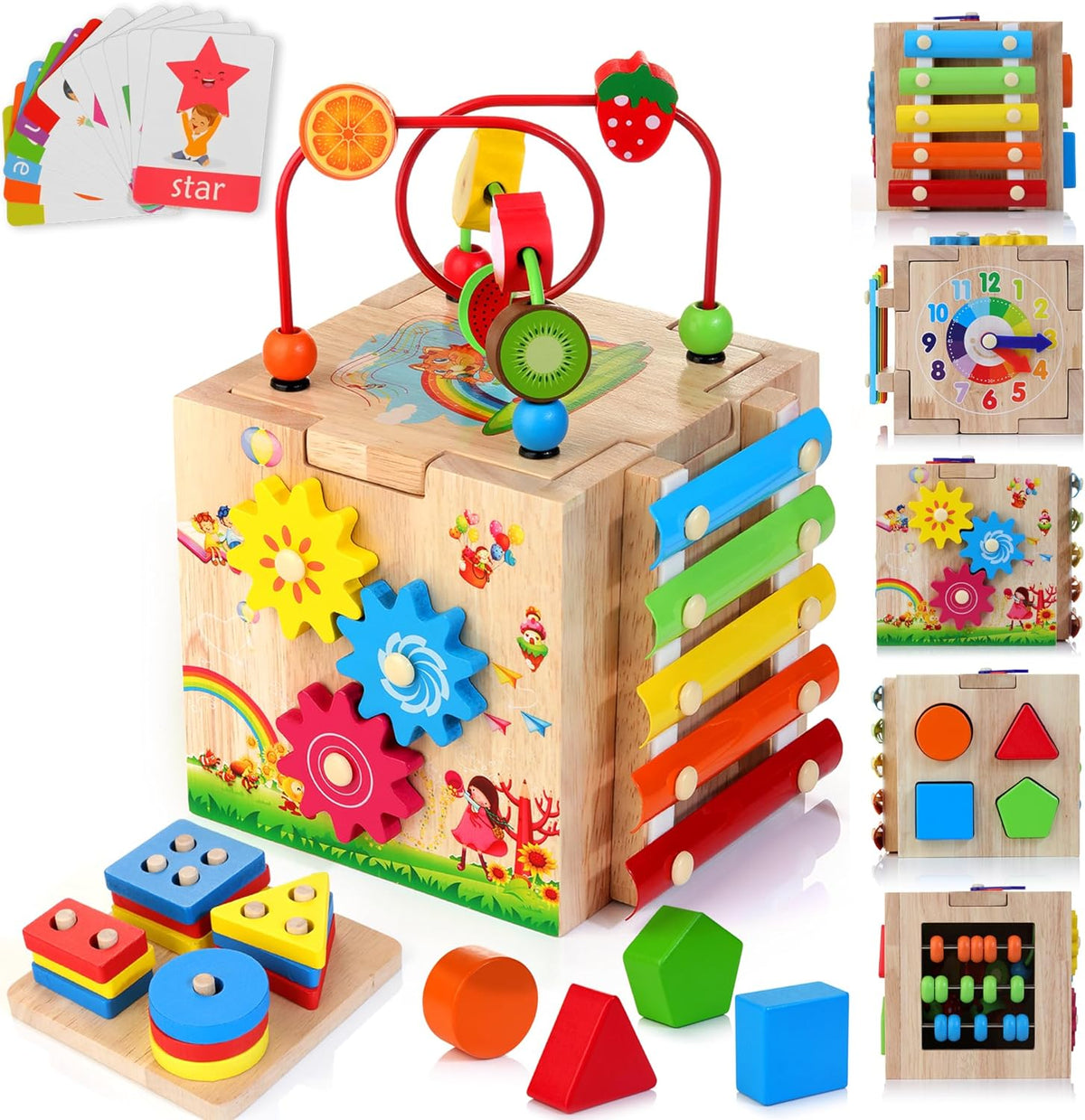 Montessori Activity Cube | 8 Engaging Learning Games for Toddlers