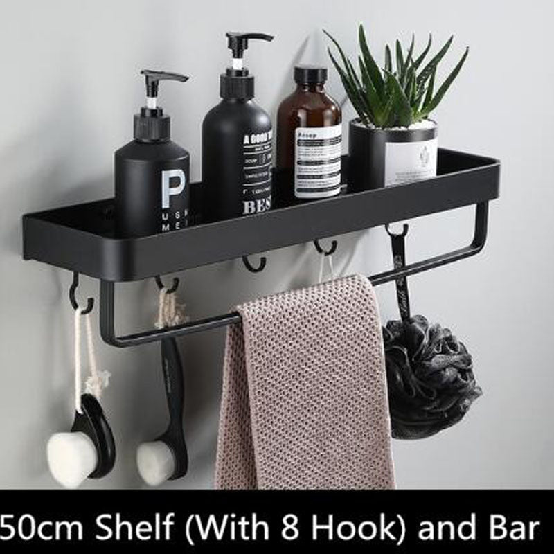 Black Aluminum Wall Shelf | Modern Minimalist Space-Saving Design