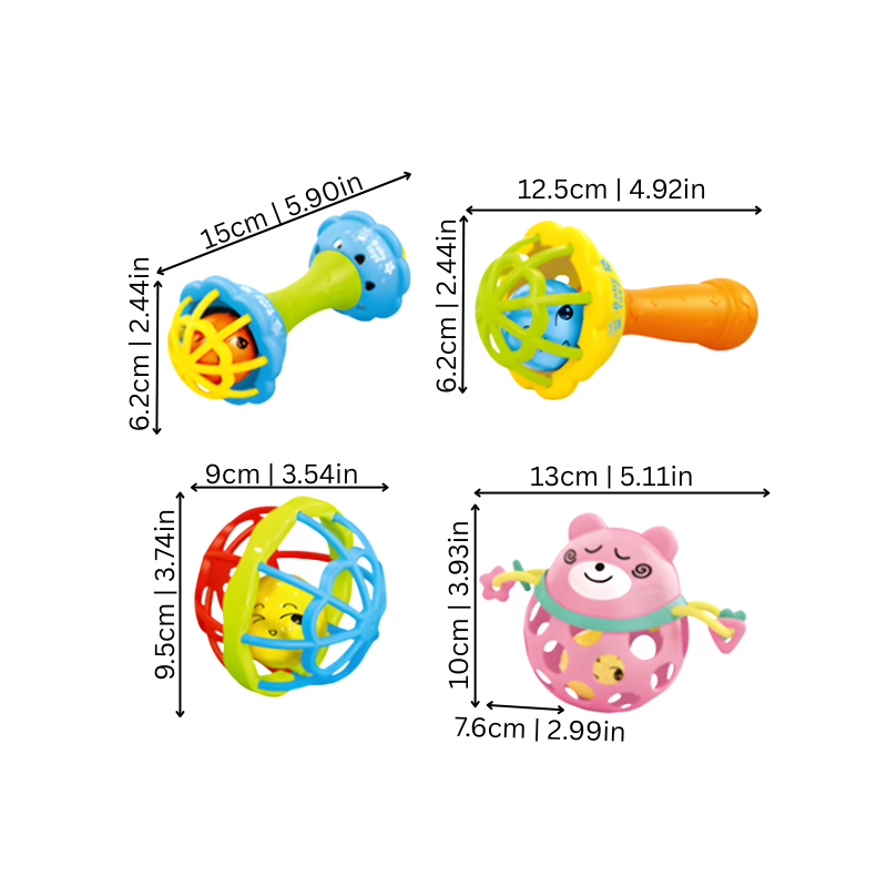 Musical Rattle Toy Set | Safe Teething Companion for Babies