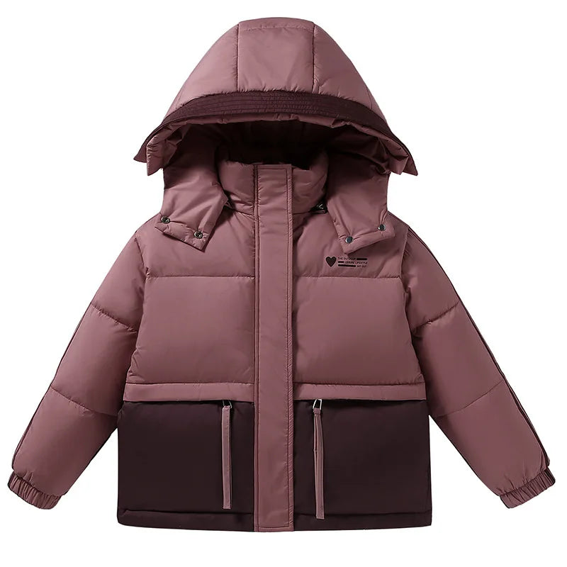 Girls' Duck Down Puffer Jacket | Stylish Gradient Insulated Coat