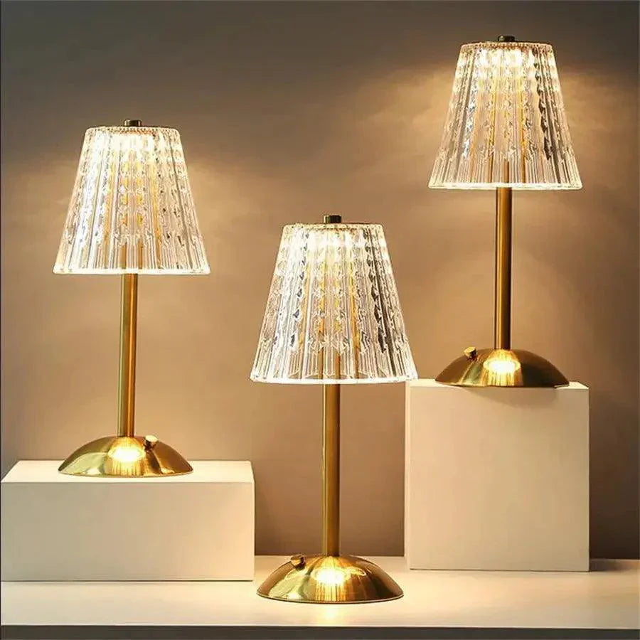 Vintage Table Lamp | Elegant Crystal Shade with Adjustable Lighting