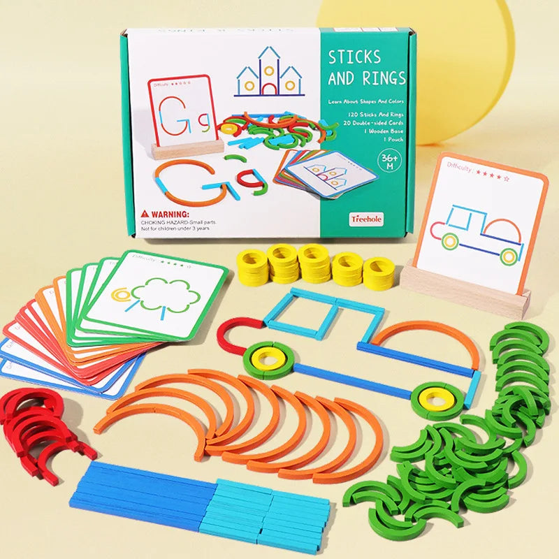 Wooden Shape Puzzle Toy | Colorful 120-Piece Learning Fun