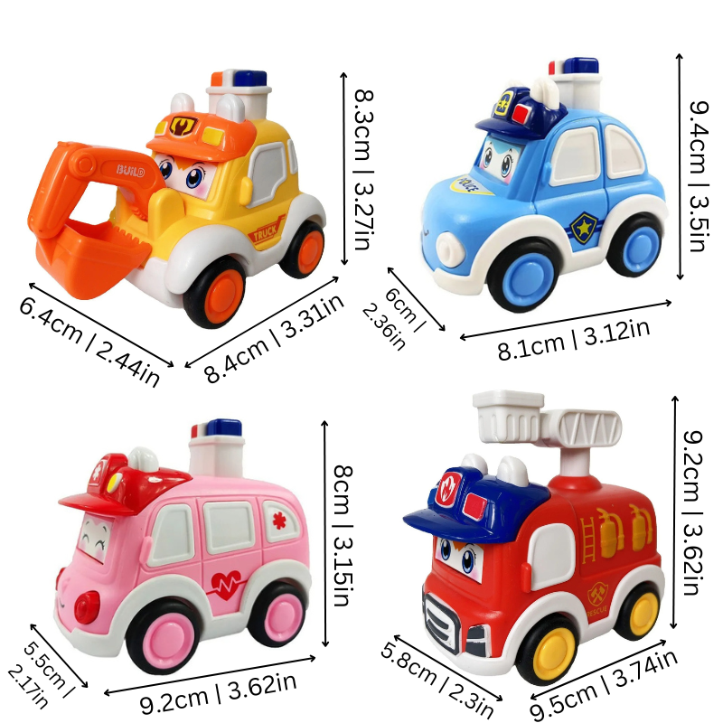 Push-Button Toy Vehicles | Safe, Durable Imaginative Play Set