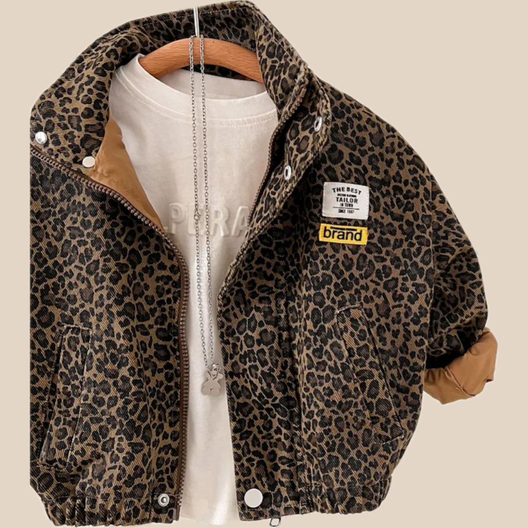 Leopard Print Girls Jacket | Trendy Casual Comfort for Kids
