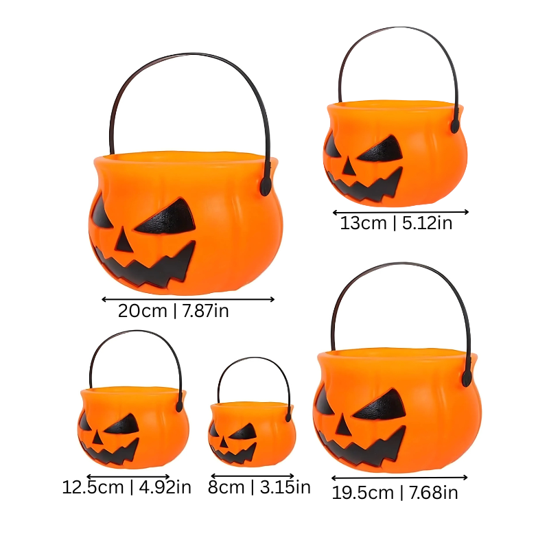 Halloween Pumpkin Baskets Set | Lightweight, Reusable Candy Holders