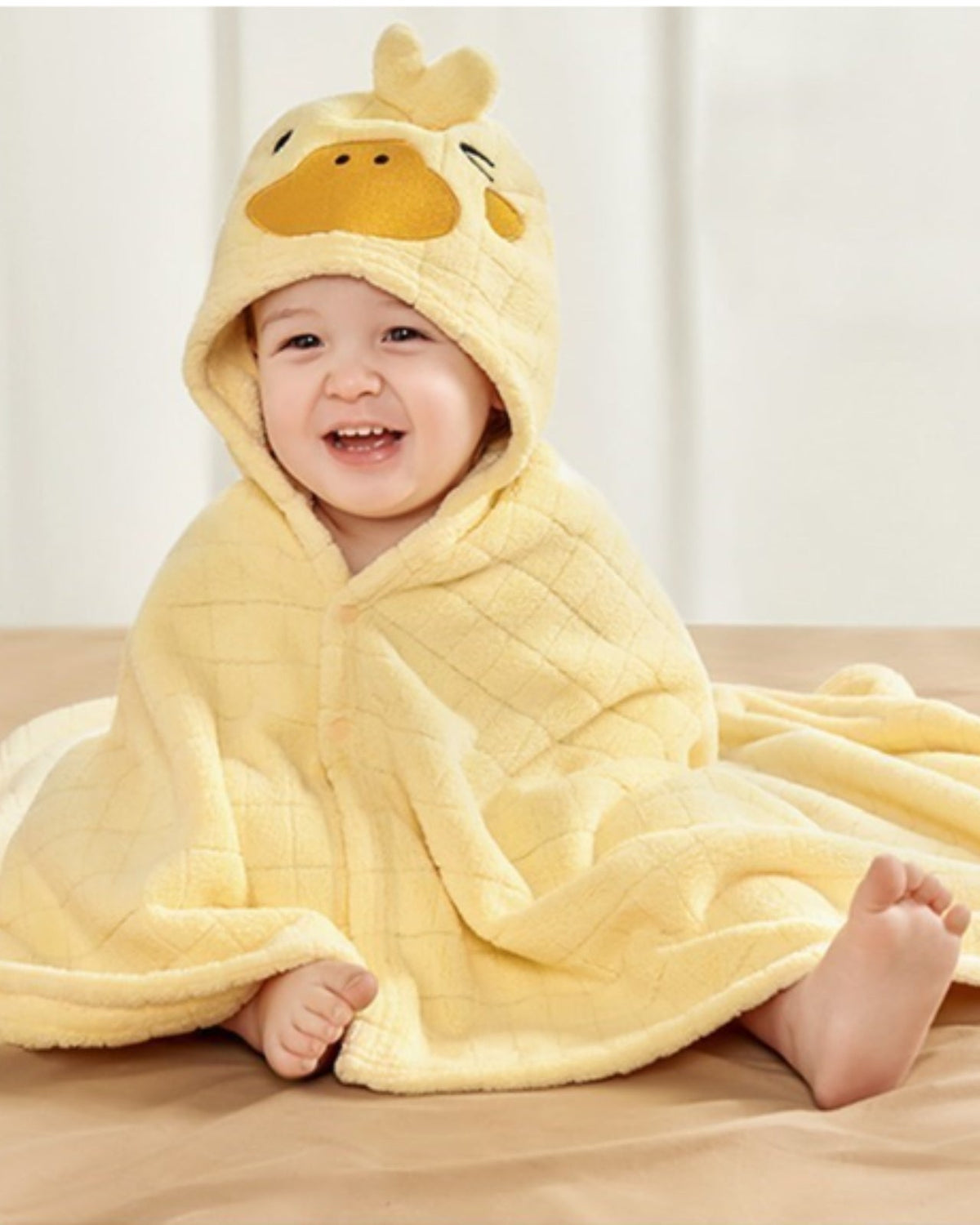 Baby Bath Cape for Infants | Soft Pure Cotton Yellow Chick