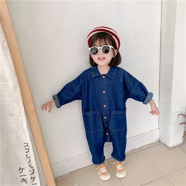 Unisex Denim Overalls for Toddlers | Light Blue Breathable Cotton Design