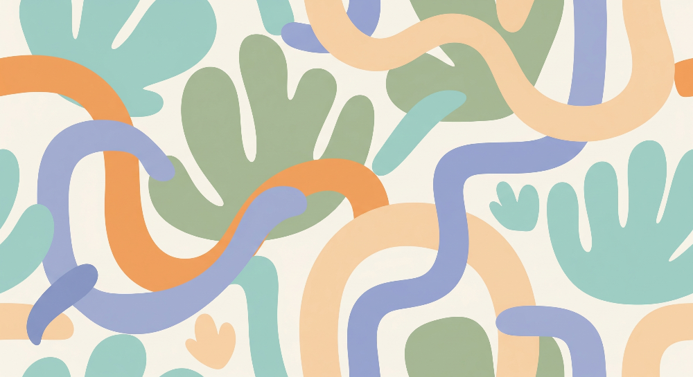 Playful Abstract Organic Shapes Wall Mural