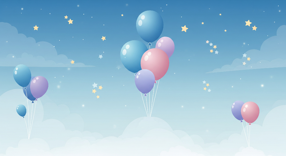 Floating Balloons Starry Night Sky Wall Mural