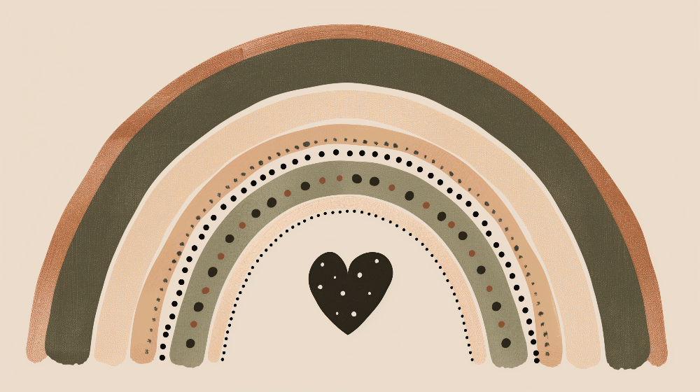 Boho Earth Tone Rainbow and Heart Wall Mural