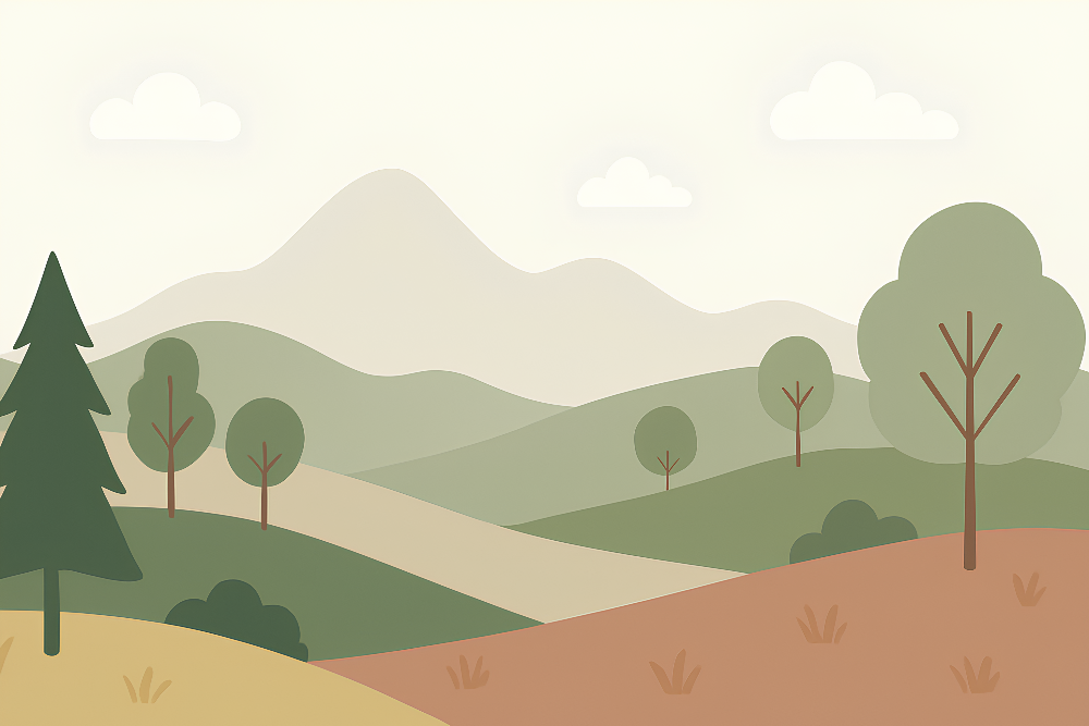 Flat artwork of the Kids-Mundo minimalist mountain and hills landscape wall mural design.