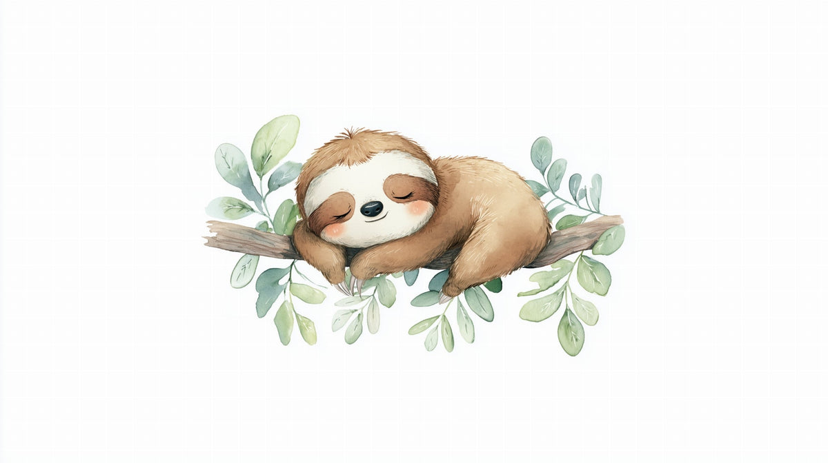 Curled-Up Sloth Napping on a Branch Wall Mural