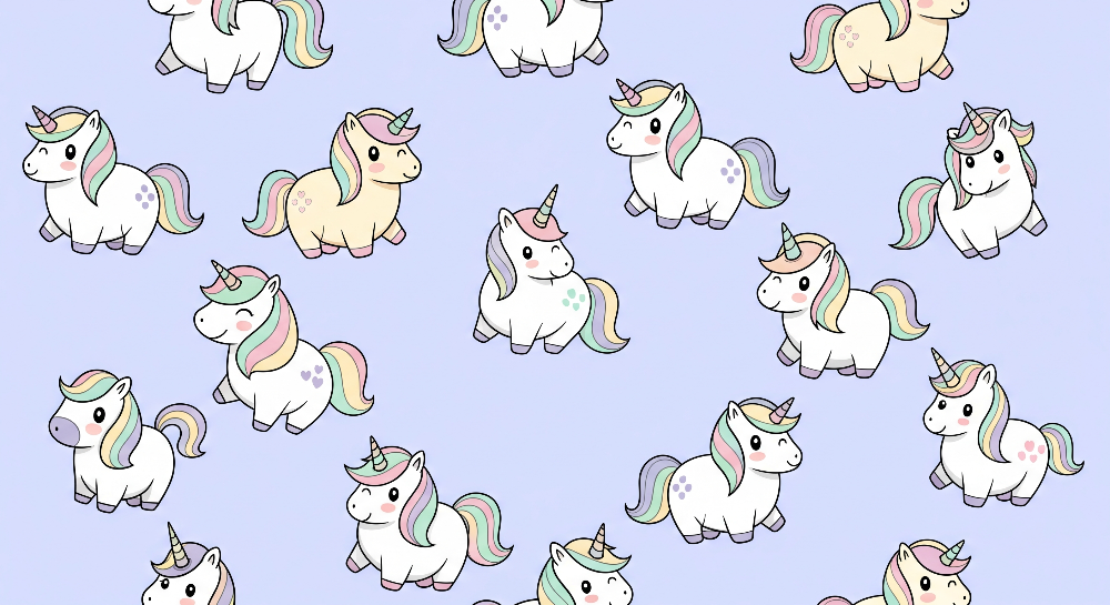 Cute Pastel Unicorns Pattern Wall Mural