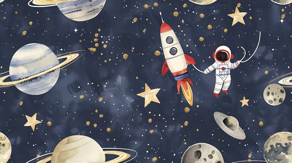 Deep Space Astronaut and Planets Wall Mural