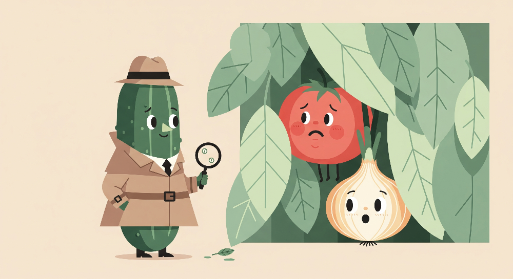 Cucumber Detective and Vegetable Friends Wall Mural