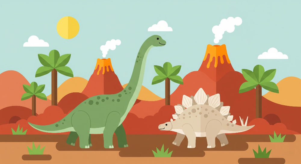 Detailed dinosaur and volcano mural wallpaper design pattern by Kids-Mundo