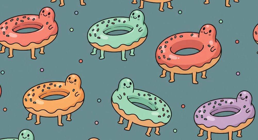 Smiling Donut Characters Wall Mural