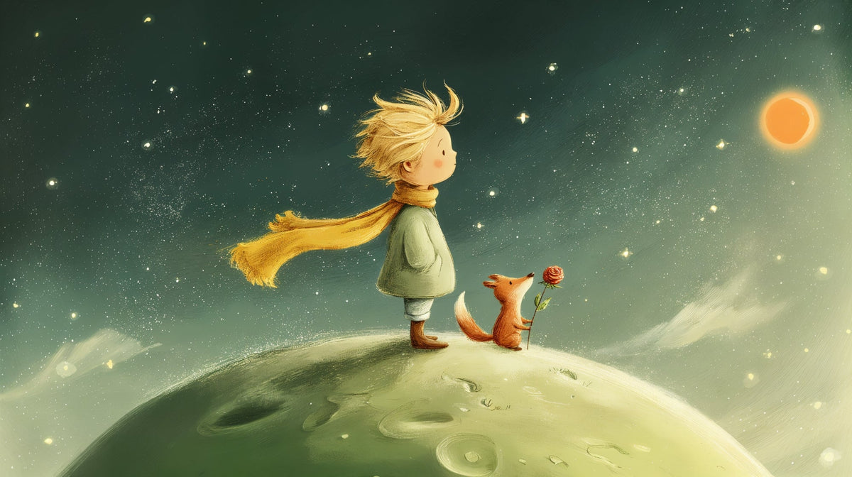 Little Dreamer and Fox Among the Stars Wall Mural
