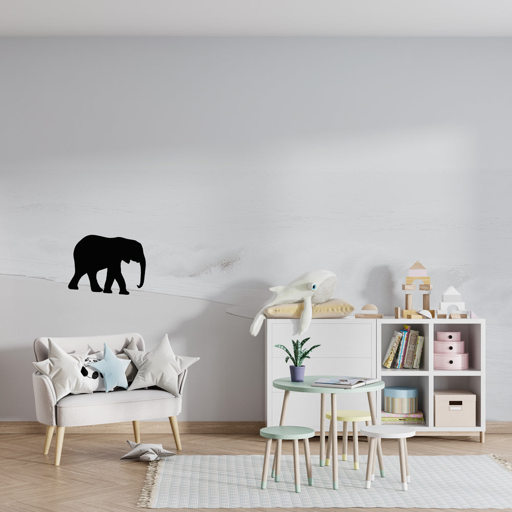 Peaceful elephant ocean wallpaper creating calming atmosphere in kids bedroom decor