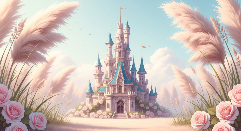 Fairytale Castle with Roses Wall Mural