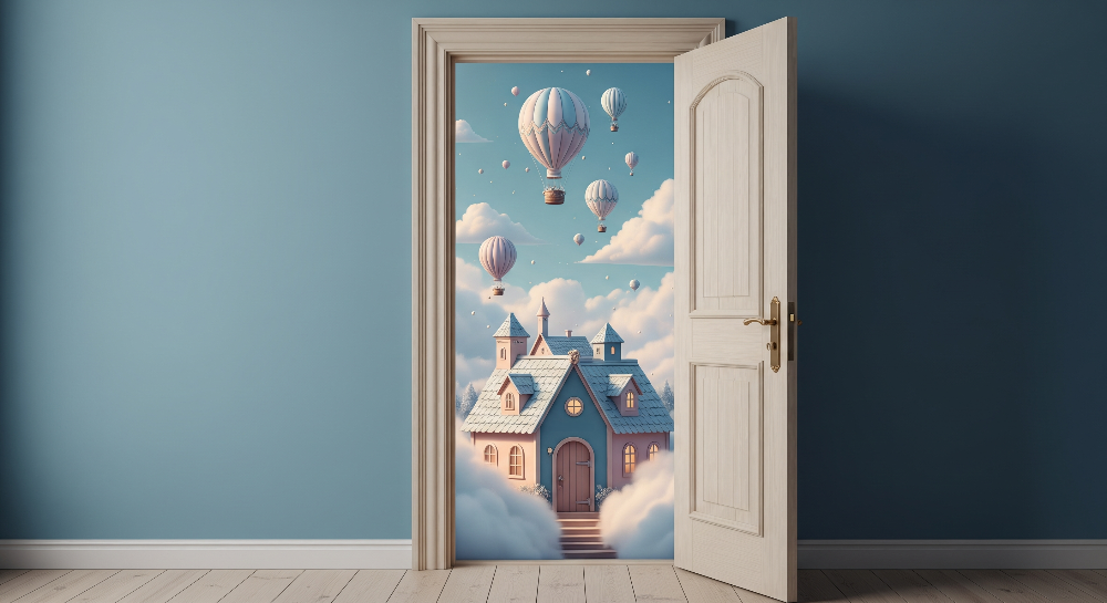Fairytale Cottage in the Clouds Wall Mural