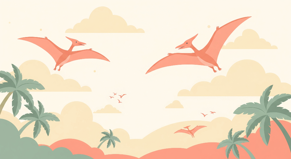 Flying Pterodactyls Jungle Sky Wall Mural