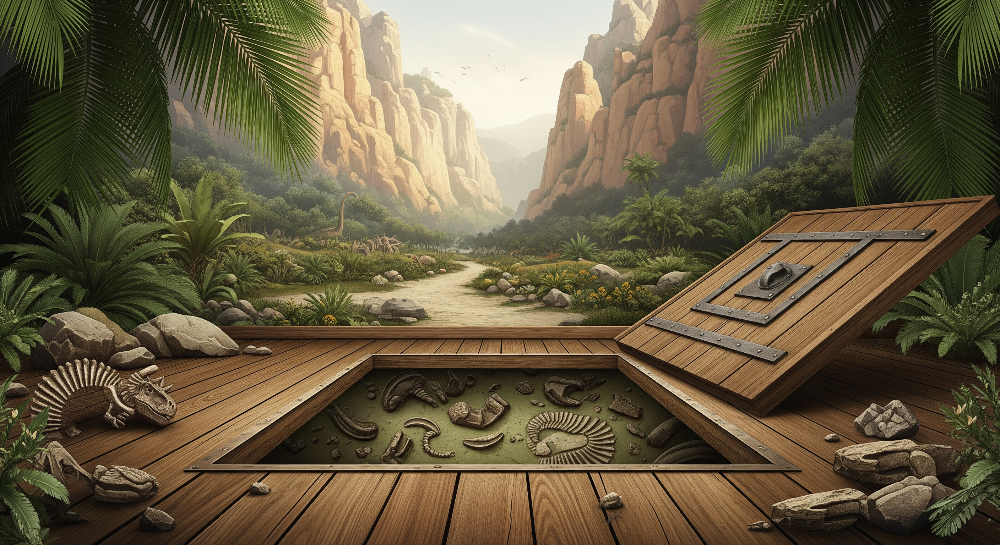 Fossil Dig Crate Desert Canyon Wall Mural