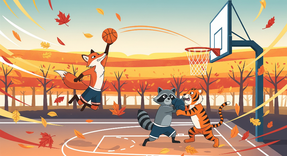Fox Slam Dunk Autumn Basketball Wall Mural