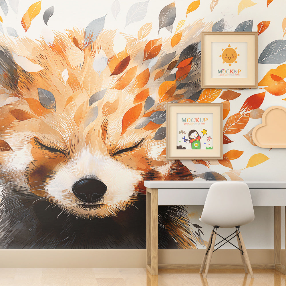 Peaceful fox wallpaper creating woodland atmosphere in children's bedroom