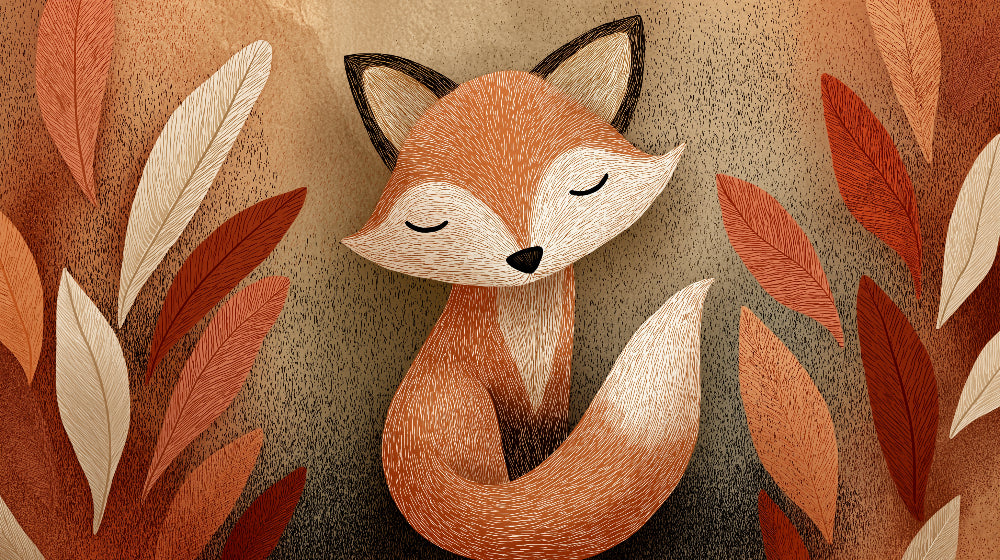 Detailed fox and autumn leaves mural wallpaper design pattern by Kids-Mundo