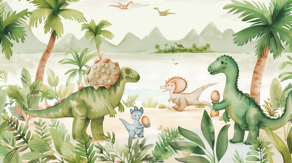Friendly Dinosaurs Beach Wall Mural