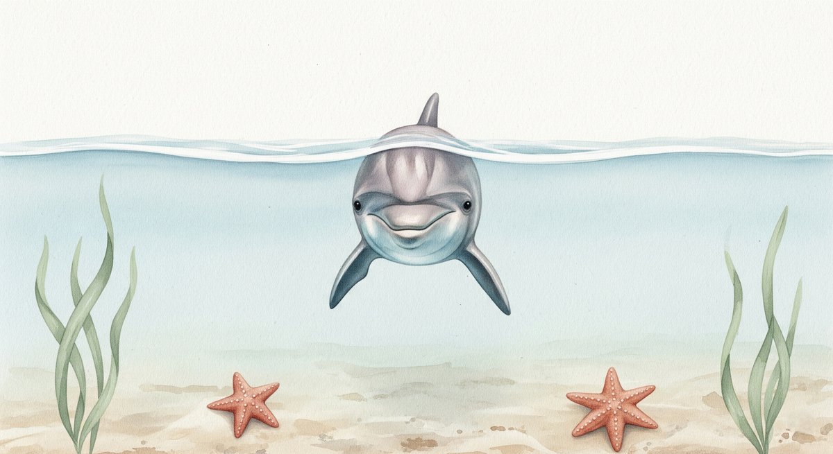 Friendly Dolphin and Starfish Wall Mural