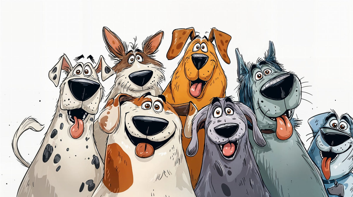 Funny Cartoon Dog Pack Wall Mural