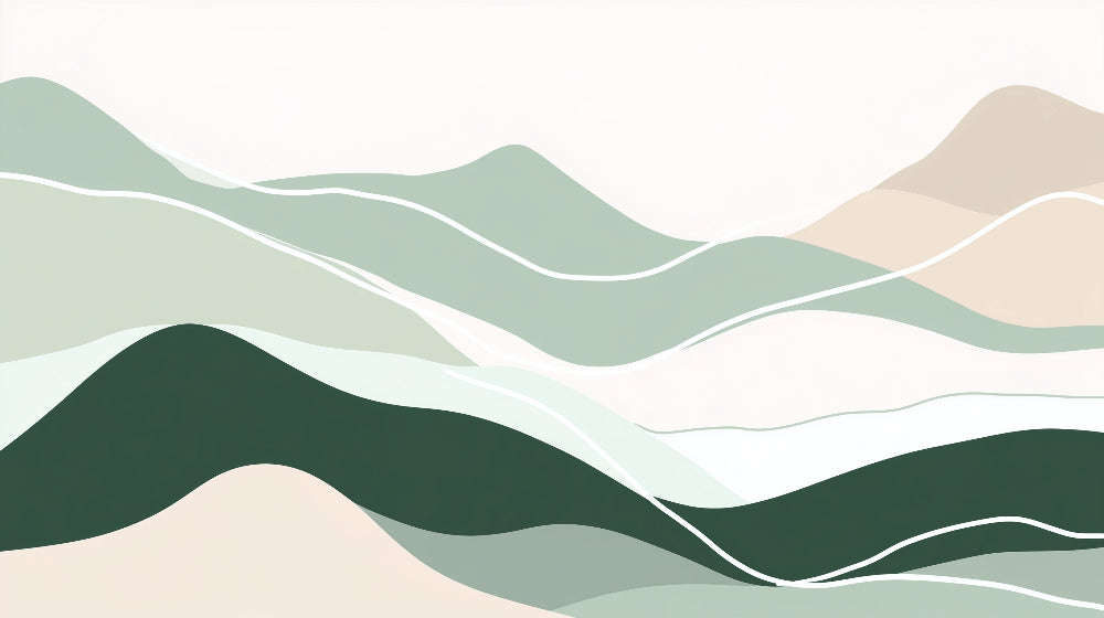 Detailed geometric mountains mural wallpaper design pattern in soft pastels by Kids-Mundo