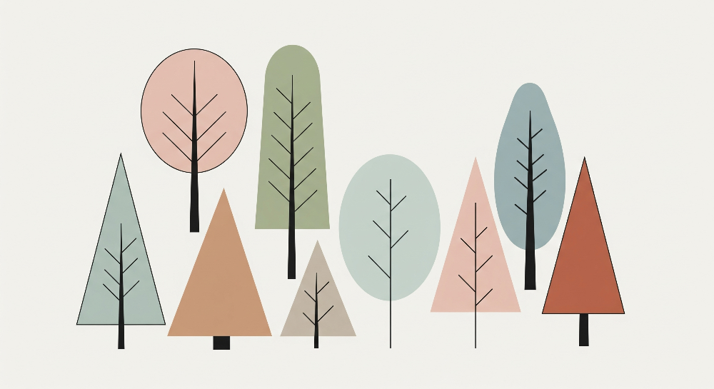Geometric Pastel Forest Wall Mural