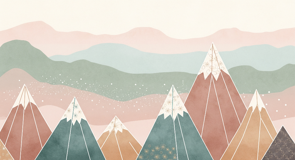 Geometric Pastel Mountain Peaks Wall Mural