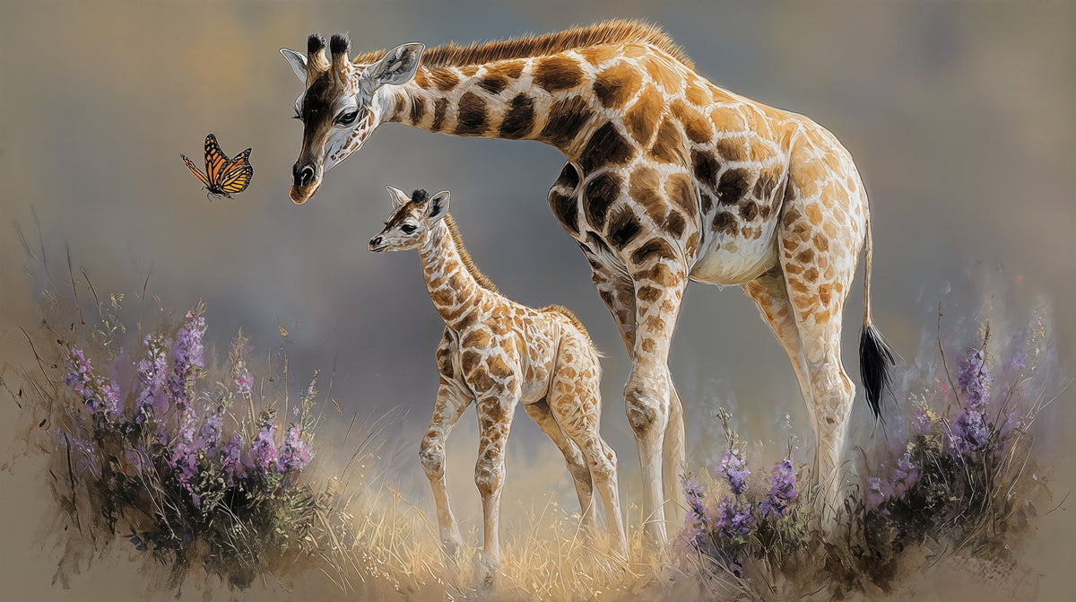 Giraffe Mother and Calf Wall Mural