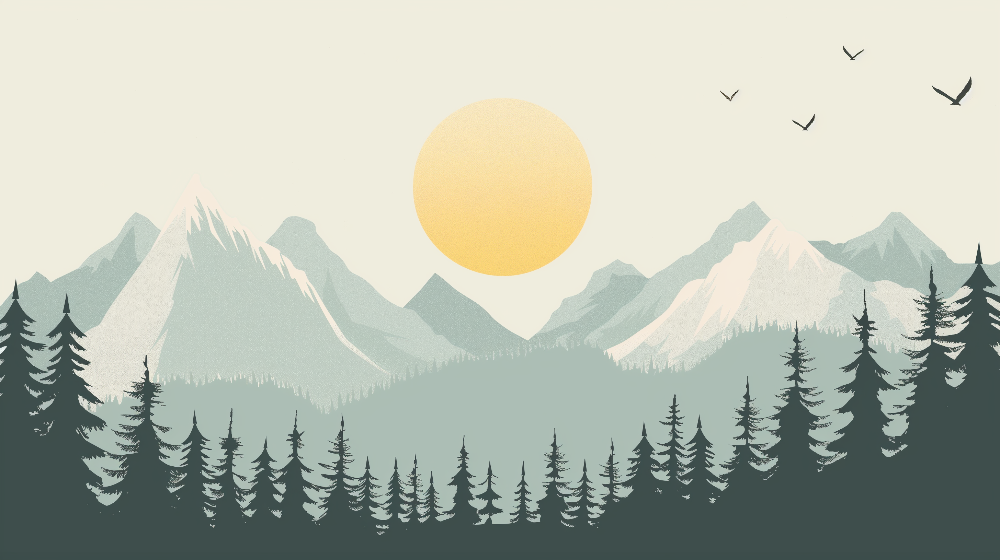 Golden Sunset Mountains Wall Mural
