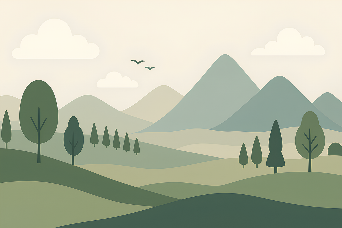 Minimalist Green Mountains Wall Mural