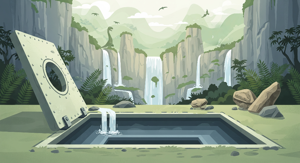 Hidden Hatch Dinosaur Waterfall Wall Mural