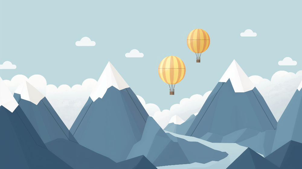 Hot Air Balloon Mountain Wall Mural