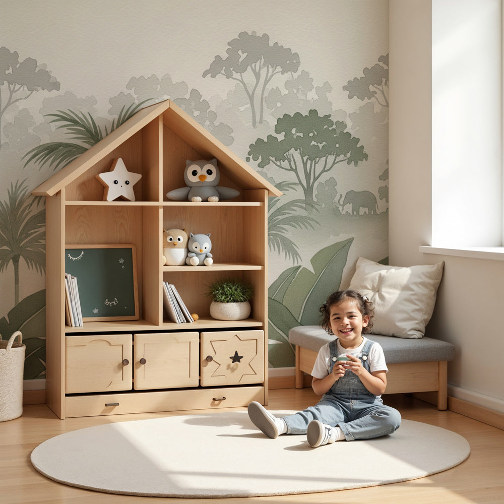 Mystical jungle elephant mural wallpaper in modern nursery room by Kids-Mundo