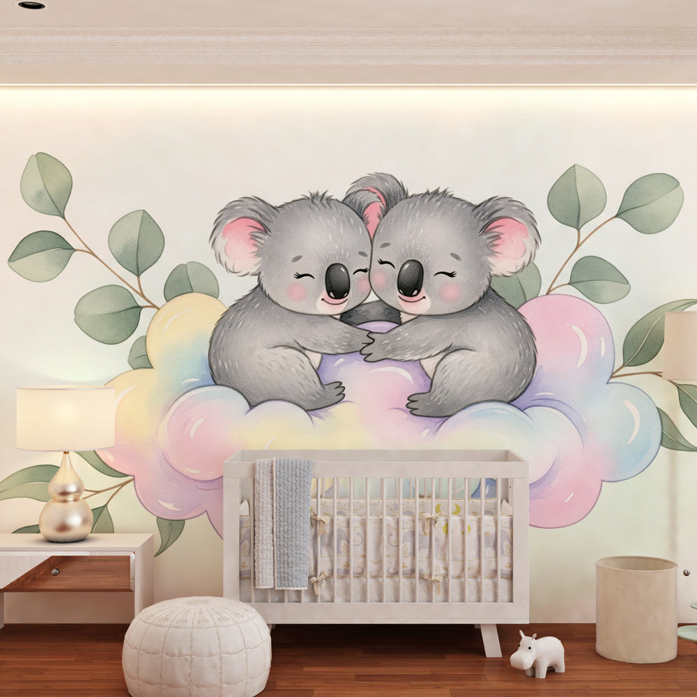 Sweet koala animal wallpaper transforming children's bedroom into dreamy sanctuary