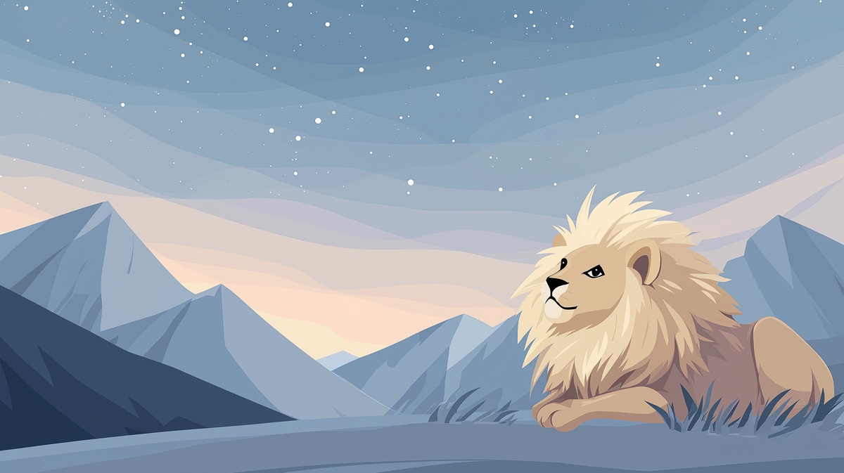 Majestic Lion Under a Starry Sky Wall Mural