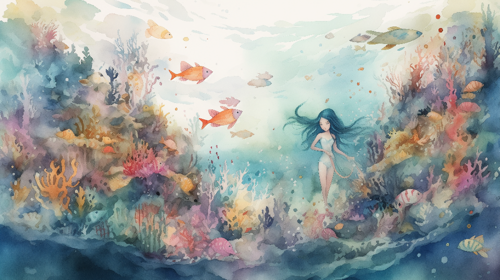 Mermaid in a Coral Reef Wonderland Wall Mural
