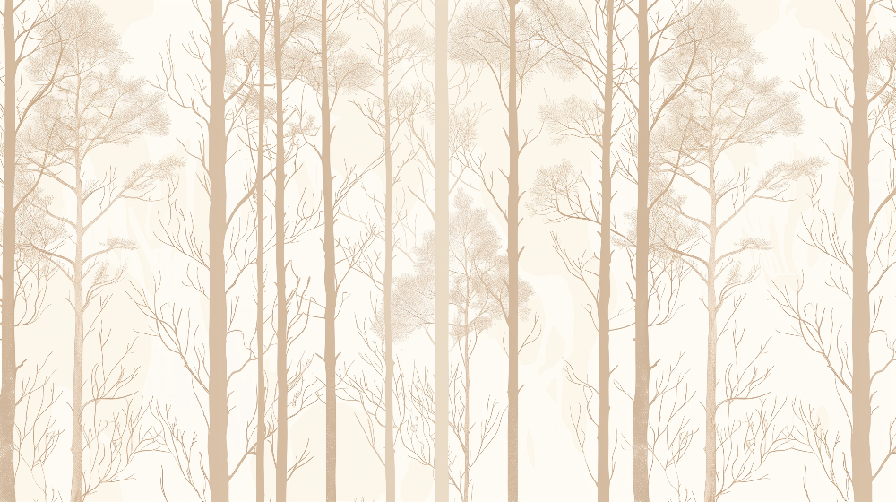 Kids-Mundo flat artwork preview of the minimalist beige forest tree mural design before printing.