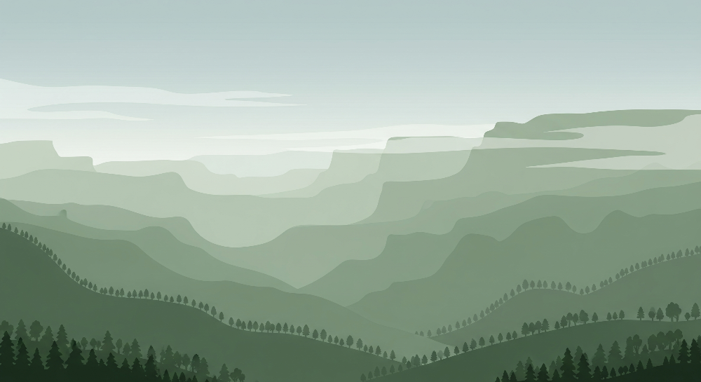 Misty Green Mountain Ridges Wall Mural