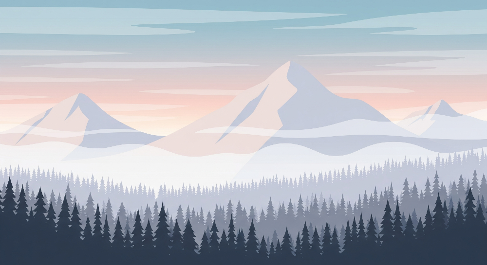 Majestic Mountains and Misty Forest Wall Mural