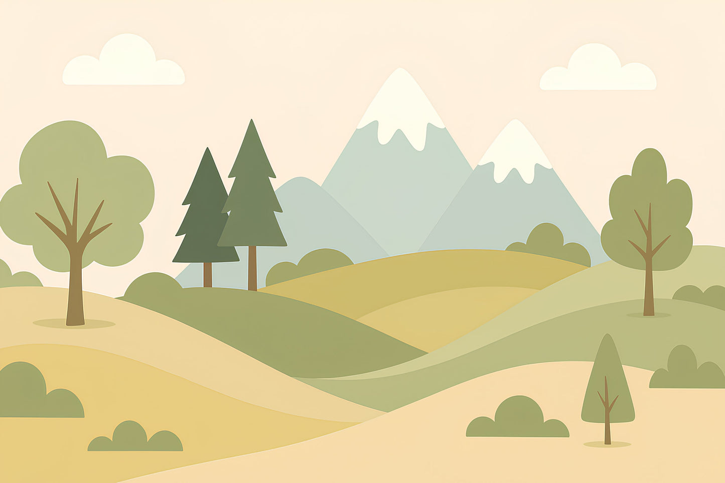 Detailed mountain hills landscape mural wallpaper design pattern by Kids-Mundo