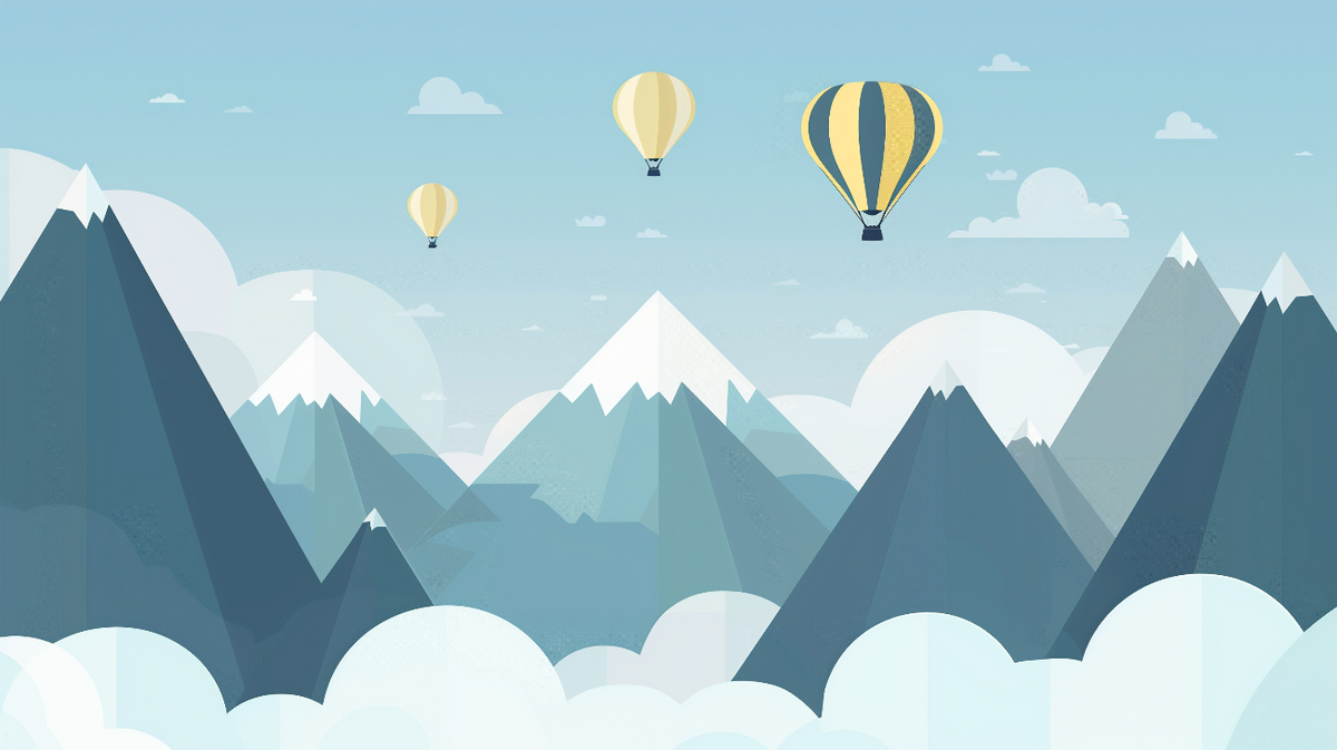 Mountains and Hot Air Balloons Wall Mural